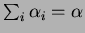 $\sum_{i} \alpha_i = \alpha$