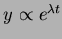 $y \propto e^{\lambda t}$